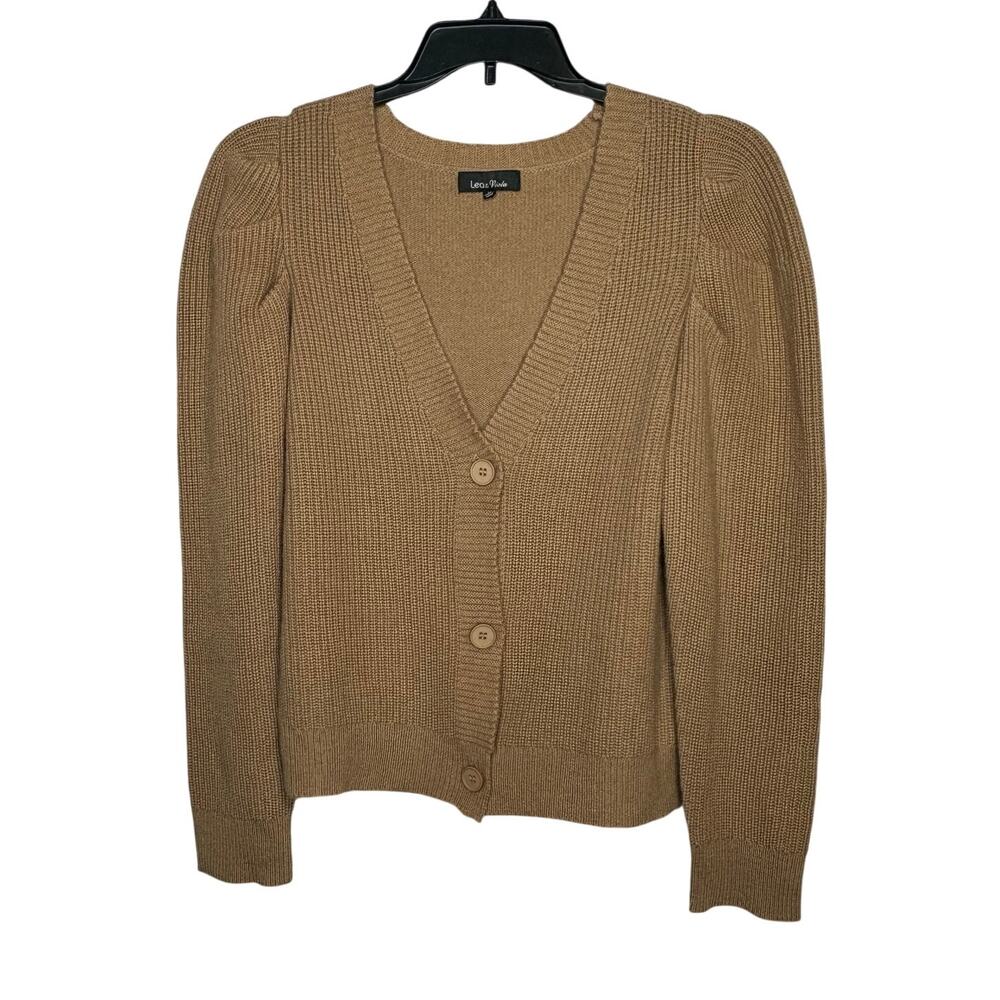 Lea & Viola Brown Cardigan Cashmere & Wool Button Front Sweater Size Medium